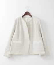 PJJEE01720 CHRISTIAN AUJARD Lサイズ(クリスチャン・オジャール Lサイズ) 【大きいサイズ】シャイニーツィードジャケット ベージュ