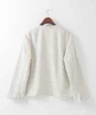 PJJEE01720 CHRISTIAN AUJARD Lサイズ(クリスチャン・オジャール Lサイズ) 【大きいサイズ】シャイニーツィードジャケット ベージュ