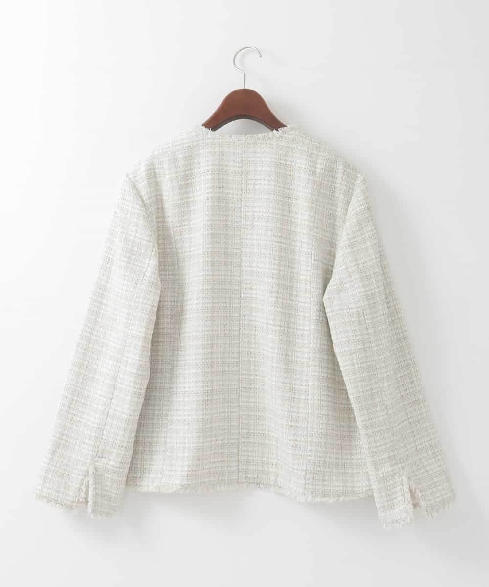 PJJEE01720 CHRISTIAN AUJARD Lサイズ(クリスチャン・オジャール Lサイズ) 【大きいサイズ】シャイニーツィードジャケット ベージュ