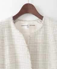 PJJEE01720 CHRISTIAN AUJARD Lサイズ(クリスチャン・オジャール Lサイズ) 【大きいサイズ】シャイニーツィードジャケット ベージュ