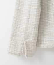 PJJEE01720 CHRISTIAN AUJARD Lサイズ(クリスチャン・オジャール Lサイズ) 【大きいサイズ】シャイニーツィードジャケット ベージュ