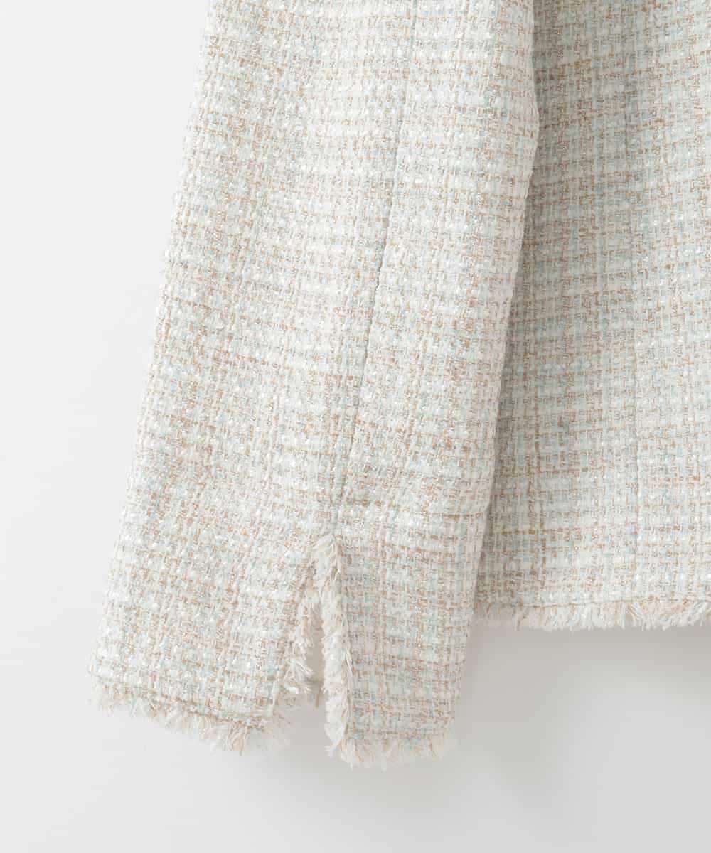 PJJEE01720 CHRISTIAN AUJARD Lサイズ(クリスチャン・オジャール Lサイズ) 【大きいサイズ】シャイニーツィードジャケット ベージュ