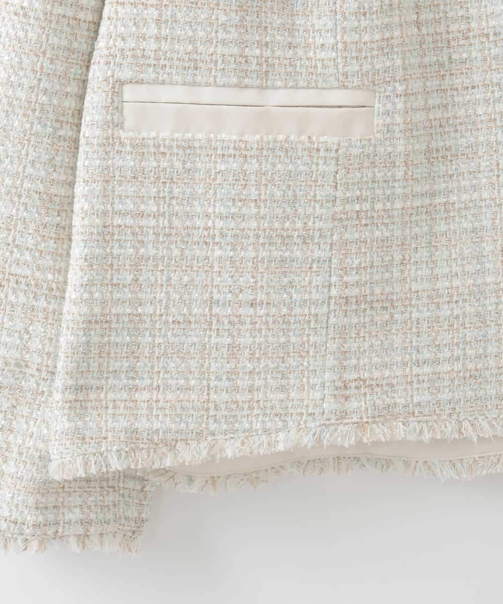 PJJEE01720 CHRISTIAN AUJARD Lサイズ(クリスチャン・オジャール Lサイズ) 【大きいサイズ】シャイニーツィードジャケット ベージュ