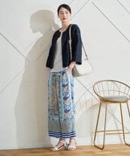 PJJGD20620 CHRISTIAN AUJARD Lサイズ(クリスチャン・オジャール Lサイズ) 【大きいサイズ】フラワーカットジャカードジャケット ネイビー