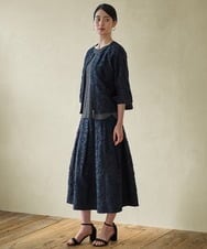 PJJGD20620 CHRISTIAN AUJARD Lサイズ(クリスチャン・オジャール Lサイズ) 【大きいサイズ】フラワーカットジャカードジャケット ネイビー