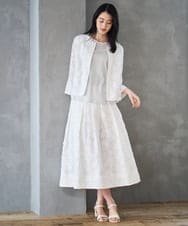 PJJGD20620 CHRISTIAN AUJARD Lサイズ(クリスチャン・オジャール Lサイズ) 【大きいサイズ】フラワーカットジャカードジャケット ホワイト