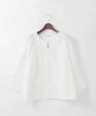 PJJGD20620 CHRISTIAN AUJARD Lサイズ(クリスチャン・オジャール Lサイズ) 【大きいサイズ】フラワーカットジャカードジャケット ホワイト