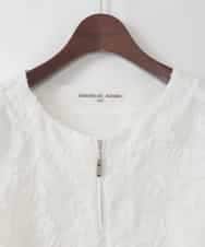 PJJGD20620 CHRISTIAN AUJARD Lサイズ(クリスチャン・オジャール Lサイズ) 【大きいサイズ】フラワーカットジャカードジャケット ホワイト