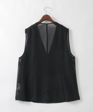 PJJGD60460 CHRISTIAN AUJARD Lサイズ(クリスチャン・オジャール Lサイズ) 【大きいサイズ】リネンライクカラミ ジレ ブラック