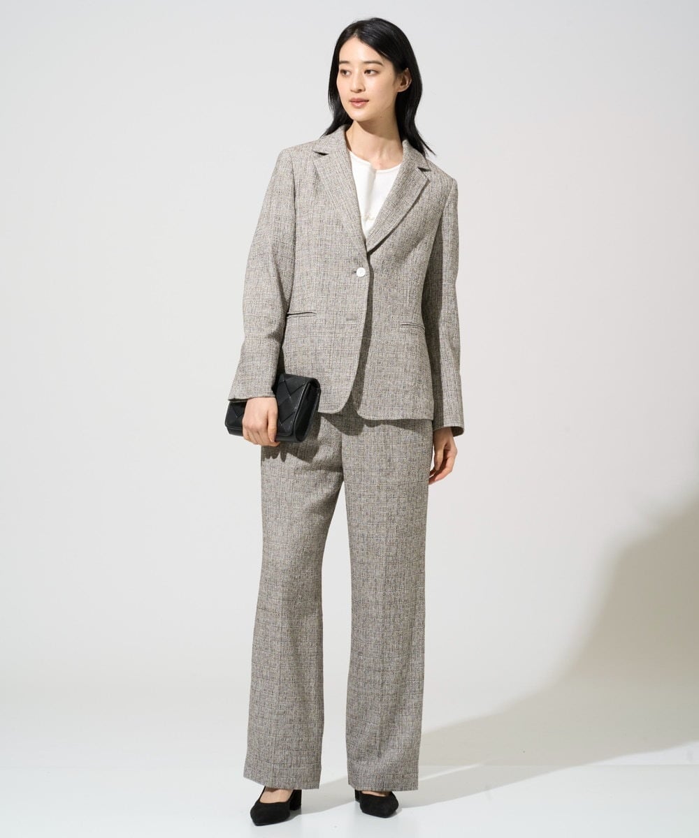 PJJGE01620 CHRISTIAN AUJARD Lサイズ(クリスチャン・オジャール Lサイズ) 【大きいサイズ】[セットアップ対応]ラスティックツイードジャケット ブラウン