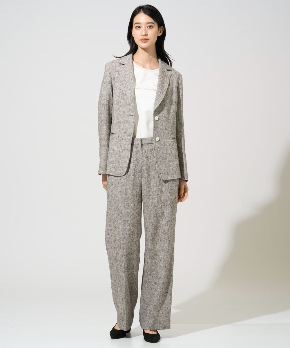 PJJGE01620 CHRISTIAN AUJARD Lサイズ(クリスチャン・オジャール Lサイズ) 【大きいサイズ】[セットアップ対応]ラスティックツイードジャケット ブラウン