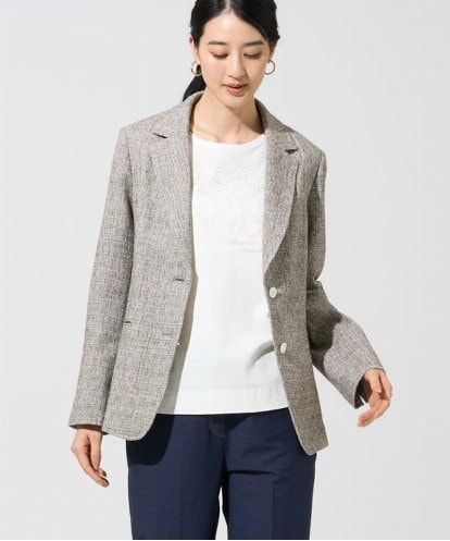 PJJGE01620 CHRISTIAN AUJARD Lサイズ 【大きいサイズ/セットアップ対応】ラスティックツイードジャケット