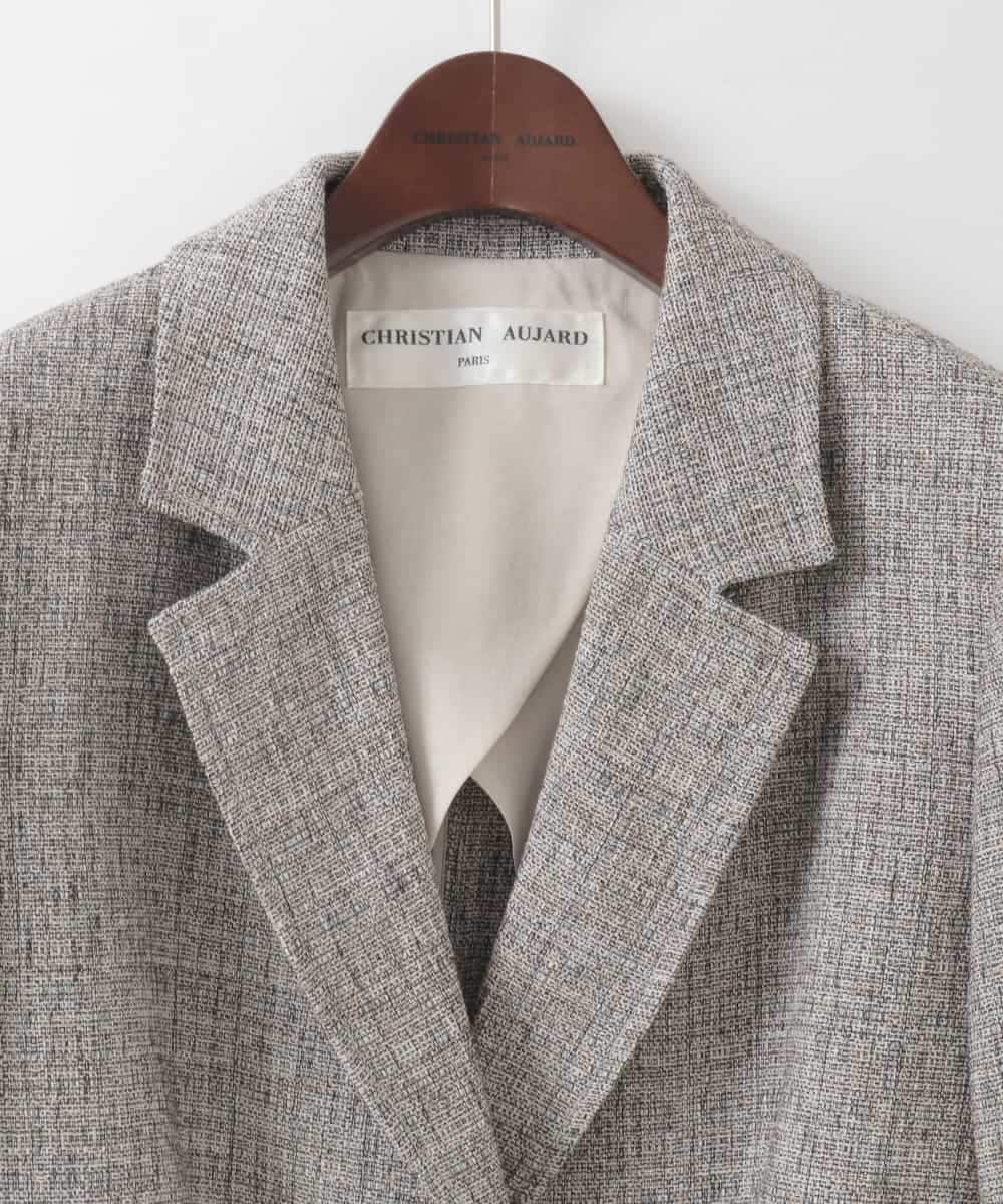 PJJGE01620 CHRISTIAN AUJARD Lサイズ(クリスチャン・オジャール Lサイズ) 【大きいサイズ】[セットアップ対応]ラスティックツイードジャケット ブラウン