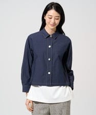 PJJGE07500 CHRISTIAN AUJARD Lサイズ(クリスチャン・オジャール Lサイズ) 【大きいサイズ】[セットアップ対応]ジャージーデニムライクジャケット ネイビー