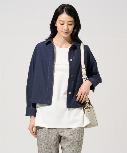 PJJGE07500 CHRISTIAN AUJARD Lサイズ 【大きいサイズ/セットアップ対応】ジャージーデニムライクジャケット