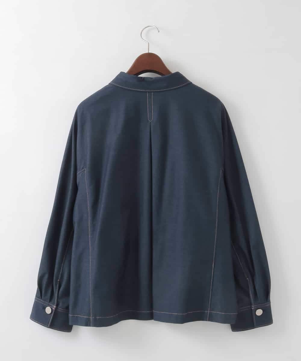 PJJGE07500 CHRISTIAN AUJARD Lサイズ(クリスチャン・オジャール Lサイズ) 【大きいサイズ】[セットアップ対応]ジャージーデニムライクジャケット ネイビー