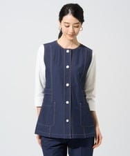 PJJGE08450 CHRISTIAN AUJARD Lサイズ(クリスチャン・オジャール Lサイズ) 【大きいサイズ/セットアップ対応】ジャージーデニムライクジレ ネイビー