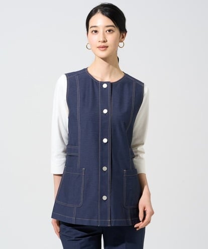 PJJGE08450 CHRISTIAN AUJARD Lサイズ 【大きいサイズ】[セットアップ対応]ジャージーデニムライクジレ