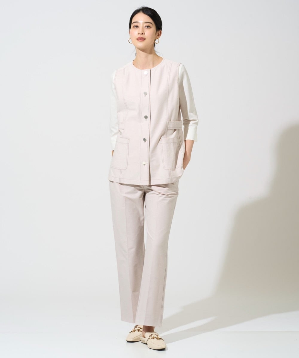 PJJGE08450 CHRISTIAN AUJARD Lサイズ(クリスチャン・オジャール Lサイズ) 【大きいサイズ/セットアップ対応】ジャージーデニムライクジレ ベージュ