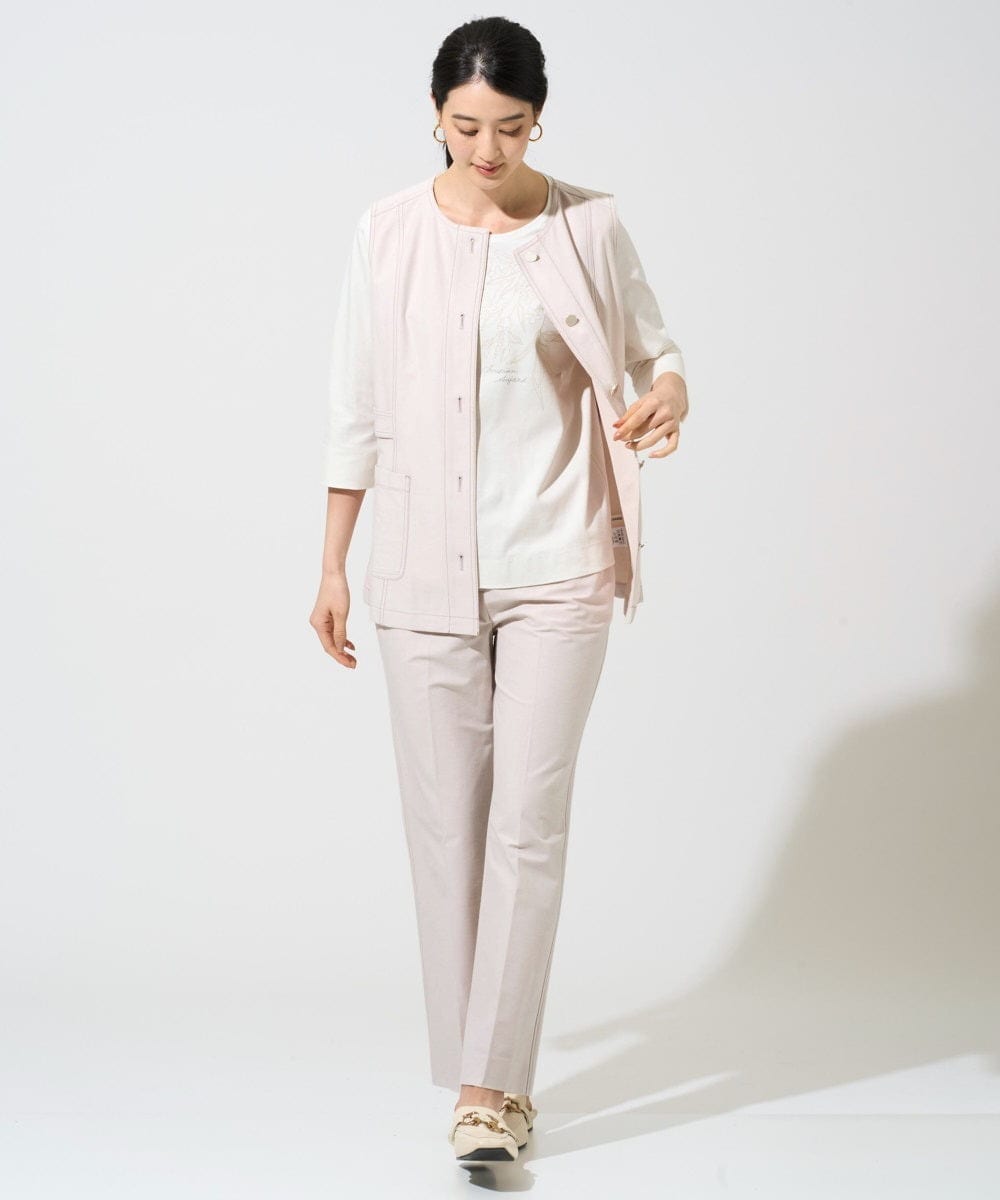 PJJGE08450 CHRISTIAN AUJARD Lサイズ(クリスチャン・オジャール Lサイズ) 【大きいサイズ/セットアップ対応】ジャージーデニムライクジレ ベージュ