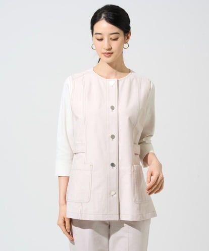 PJJGE08450 CHRISTIAN AUJARD Lサイズ 【大きいサイズ】[セットアップ対応]ジャージーデニムライクジレ