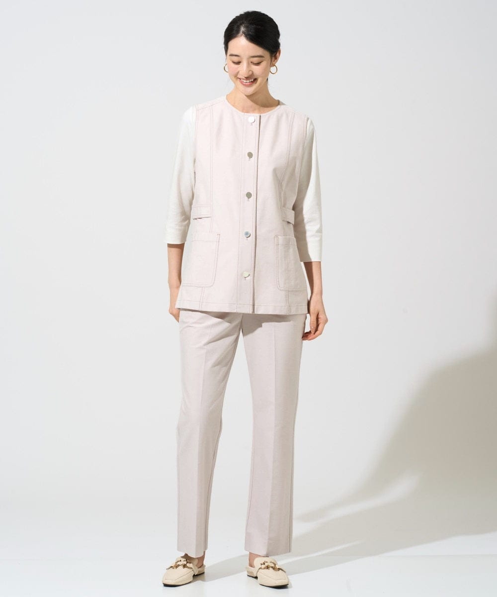 PJJGE08450 CHRISTIAN AUJARD Lサイズ(クリスチャン・オジャール Lサイズ) 【大きいサイズ/セットアップ対応】ジャージーデニムライクジレ ベージュ