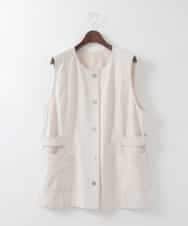 PJJGE08450 CHRISTIAN AUJARD Lサイズ(クリスチャン・オジャール Lサイズ) 【大きいサイズ/セットアップ対応】ジャージーデニムライクジレ ベージュ