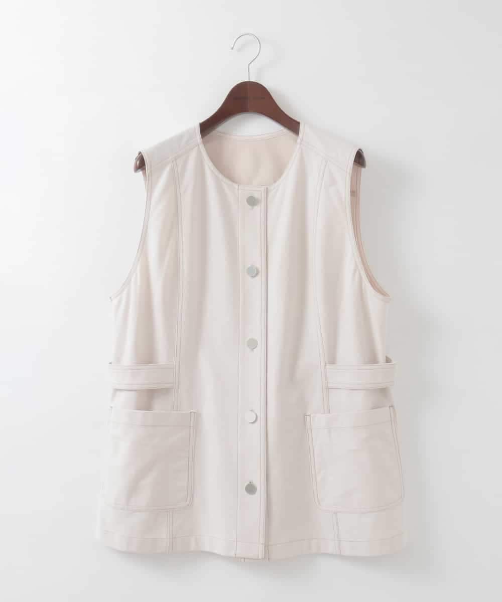 PJJGE08450 CHRISTIAN AUJARD Lサイズ(クリスチャン・オジャール Lサイズ) 【大きいサイズ/セットアップ対応】ジャージーデニムライクジレ ベージュ