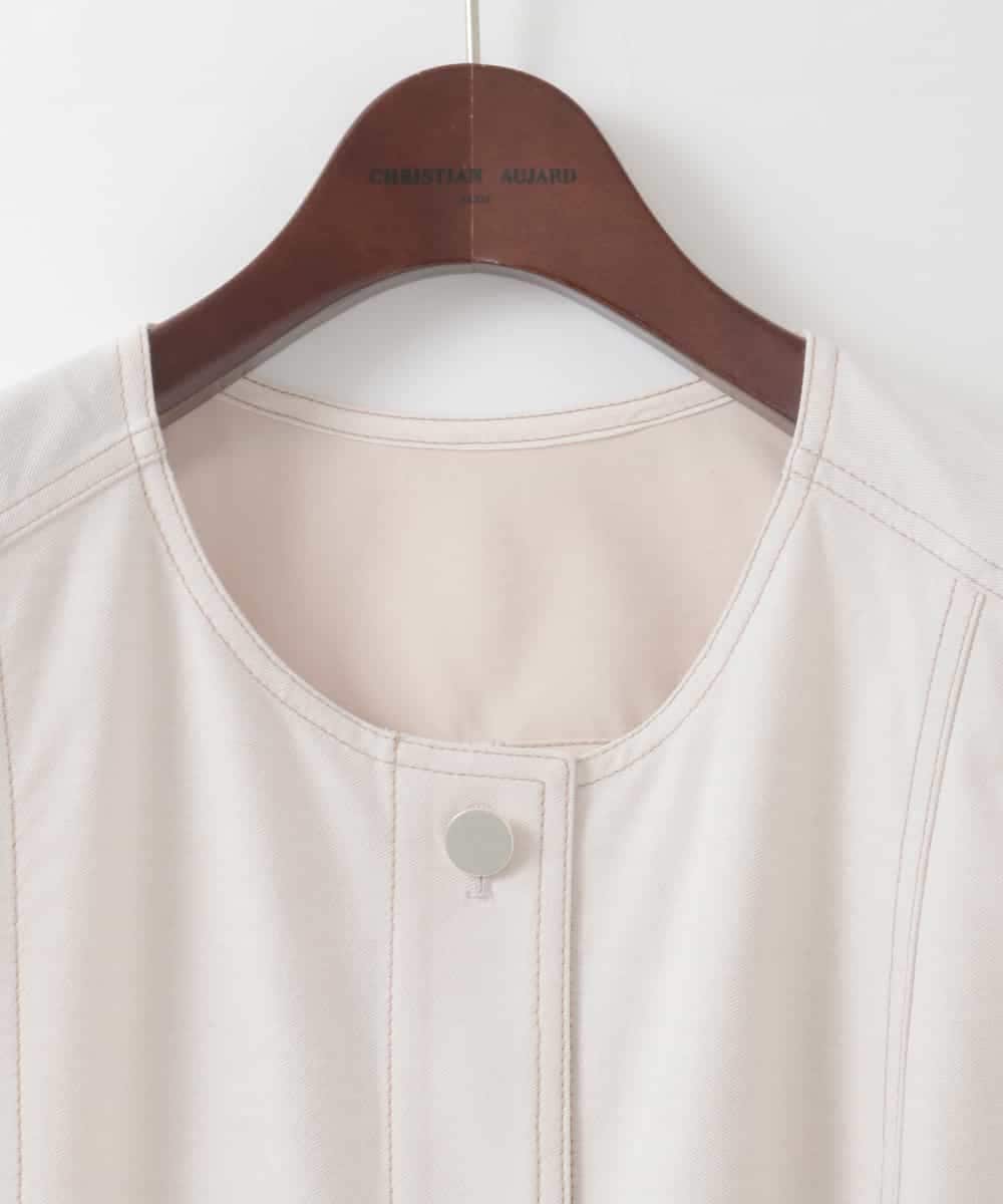 PJJGE08450 CHRISTIAN AUJARD Lサイズ(クリスチャン・オジャール Lサイズ) 【大きいサイズ/セットアップ対応】ジャージーデニムライクジレ ベージュ