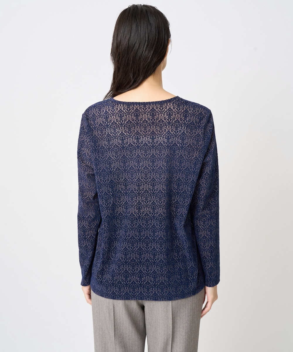 PJKAE07320 CHRISTIAN AUJARD Lサイズ(クリスチャン・オジャール Lサイズ) 【大きいサイズ】フロッキープリントカットソー ネイビー