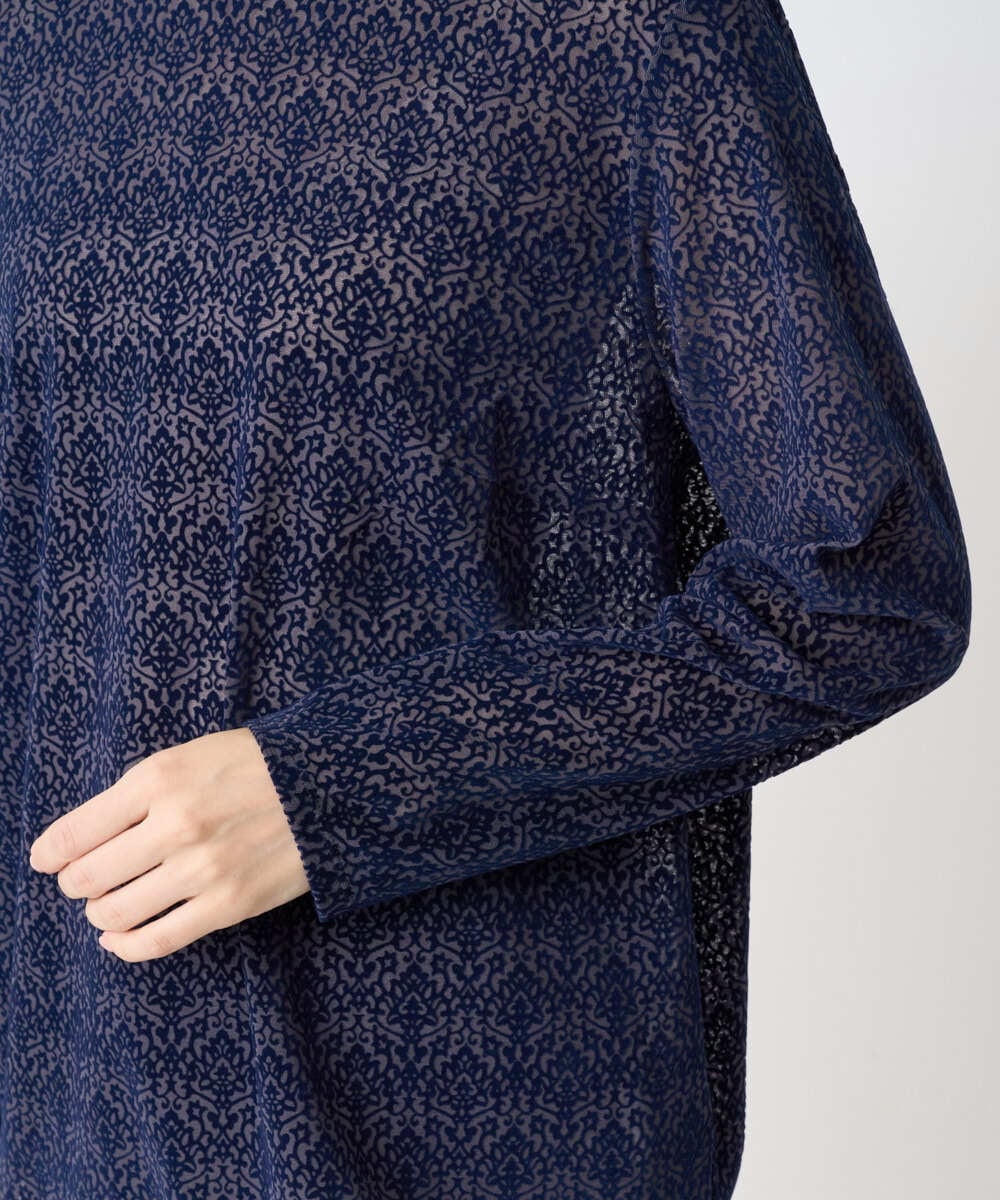 PJKAE07320 CHRISTIAN AUJARD Lサイズ(クリスチャン・オジャール Lサイズ) 【大きいサイズ】フロッキープリントカットソー ネイビー