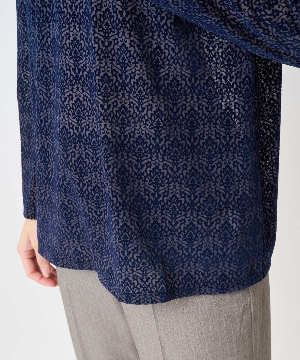 PJKAE07320 CHRISTIAN AUJARD Lサイズ(クリスチャン・オジャール Lサイズ) 【大きいサイズ】フロッキープリントカットソー ネイビー