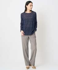 PJKAE07320 CHRISTIAN AUJARD Lサイズ(クリスチャン・オジャール Lサイズ) 【大きいサイズ】フロッキープリントカットソー ネイビー