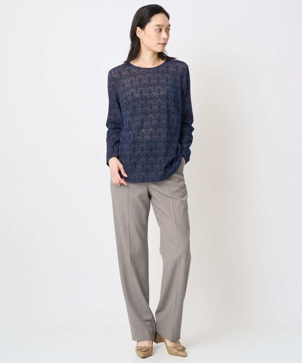 PJKAE07320 CHRISTIAN AUJARD Lサイズ(クリスチャン・オジャール Lサイズ) 【大きいサイズ】フロッキープリントカットソー ネイビー