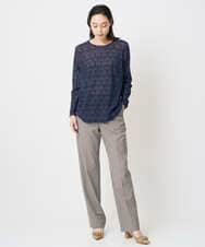 PJKAE07320 CHRISTIAN AUJARD Lサイズ(クリスチャン・オジャール Lサイズ) 【大きいサイズ】フロッキープリントカットソー ネイビー