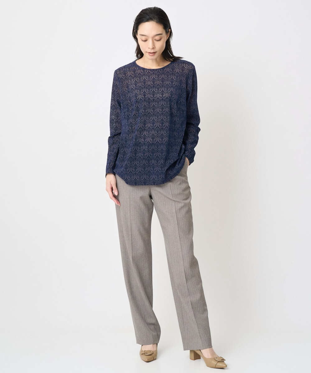 PJKAE07320 CHRISTIAN AUJARD Lサイズ(クリスチャン・オジャール Lサイズ) 【大きいサイズ】フロッキープリントカットソー ネイビー