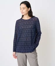 PJKAE07320 CHRISTIAN AUJARD Lサイズ(クリスチャン・オジャール Lサイズ) 【大きいサイズ】フロッキープリントカットソー ネイビー