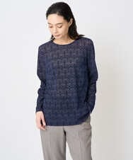 PJKAE07320 CHRISTIAN AUJARD Lサイズ(クリスチャン・オジャール Lサイズ) 【大きいサイズ】フロッキープリントカットソー ネイビー