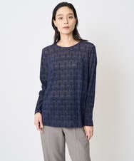 PJKAE07320 CHRISTIAN AUJARD Lサイズ(クリスチャン・オジャール Lサイズ) 【大きいサイズ】フロッキープリントカットソー ネイビー