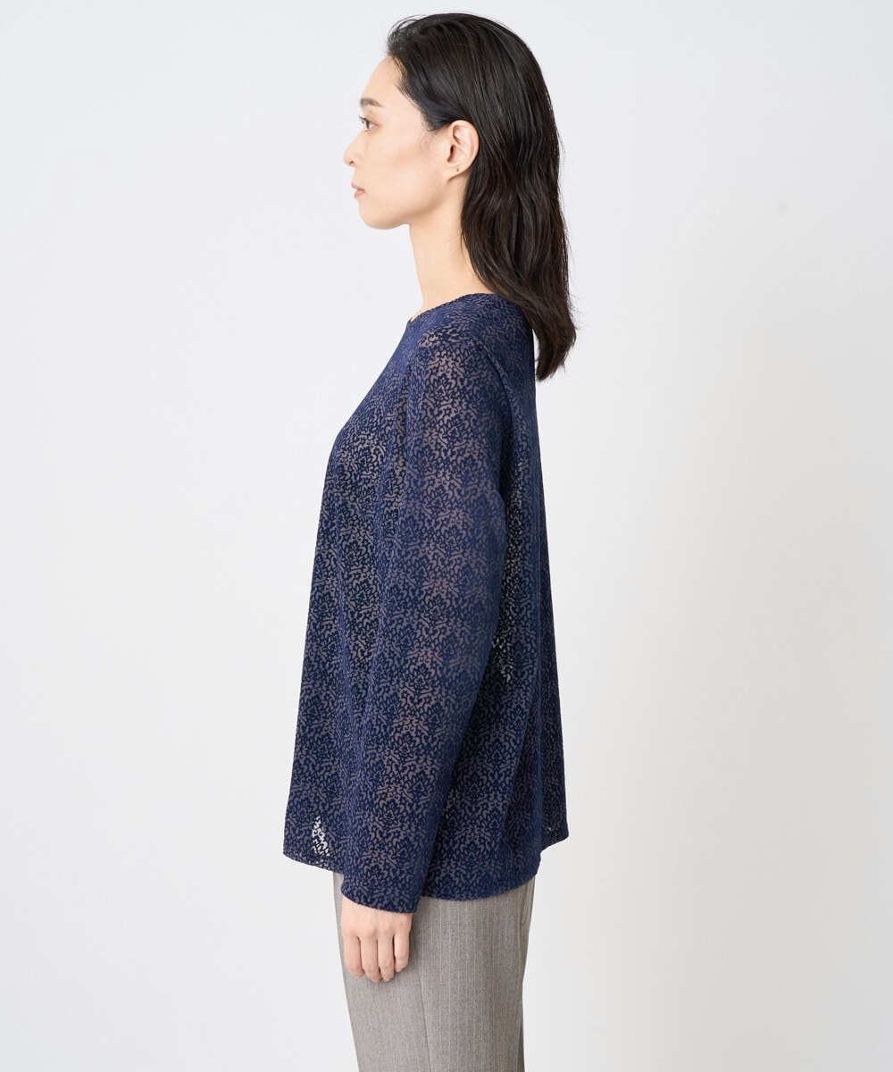 PJKAE07320 CHRISTIAN AUJARD Lサイズ(クリスチャン・オジャール Lサイズ) 【大きいサイズ】フロッキープリントカットソー ネイビー