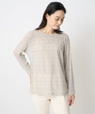 PJKAE07320 CHRISTIAN AUJARD Lサイズ(クリスチャン・オジャール Lサイズ) 【大きいサイズ】フロッキープリントカットソー アイボリー