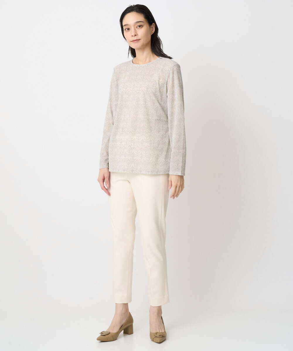 PJKAE07320 CHRISTIAN AUJARD Lサイズ(クリスチャン・オジャール Lサイズ) 【大きいサイズ】フロッキープリントカットソー アイボリー