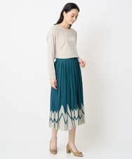 PJKAE07320 CHRISTIAN AUJARD Lサイズ(クリスチャン・オジャール Lサイズ) 【大きいサイズ】フロッキープリントカットソー アイボリー