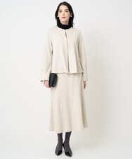 PJKCD09570 CHRISTIAN AUJARD Lサイズ(クリスチャン・オジャール Lサイズ) 【大きいサイズ/セットアップ対応】ラメジャージー羽織り アイボリー