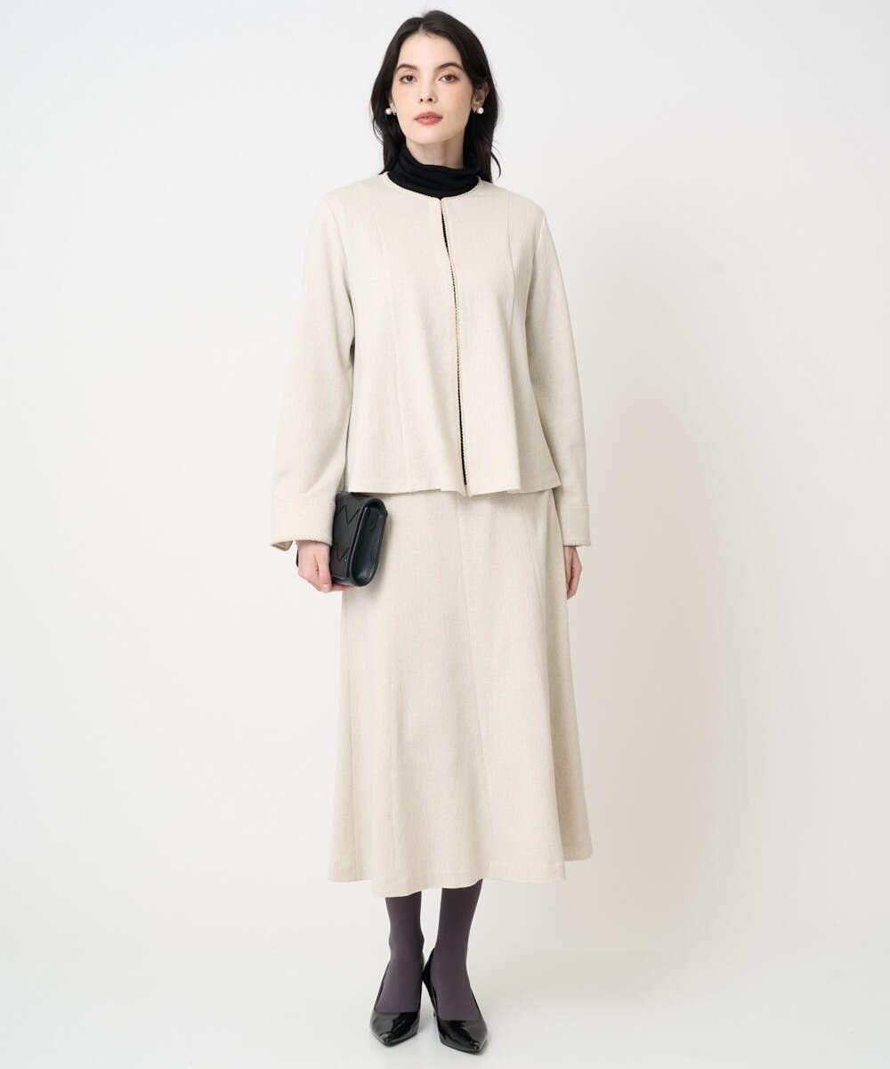 PJKCD09570 CHRISTIAN AUJARD Lサイズ(クリスチャン・オジャール Lサイズ) 【大きいサイズ/セットアップ対応】ラメジャージー羽織り アイボリー