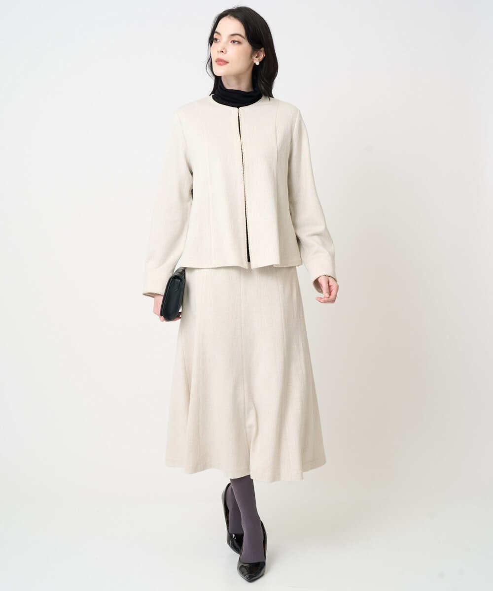 PJKCD09570 CHRISTIAN AUJARD Lサイズ(クリスチャン・オジャール Lサイズ) 【大きいサイズ/セットアップ対応】ラメジャージー羽織り アイボリー