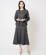 PJKCD09570 CHRISTIAN AUJARD Lサイズ(クリスチャン・オジャール Lサイズ) 【大きいサイズ/セットアップ対応】ラメジャージー羽織り ブラック