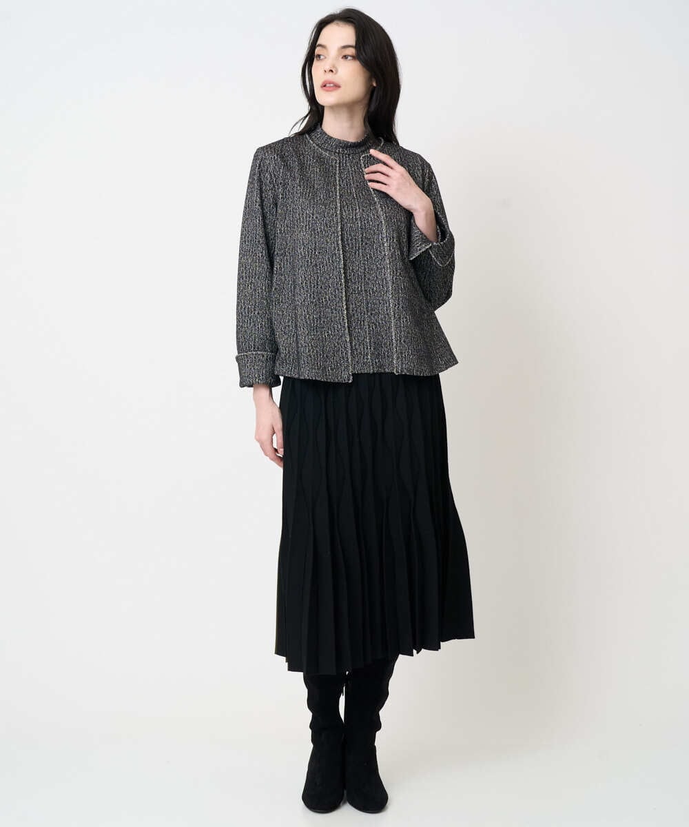 PJKCD09570 CHRISTIAN AUJARD Lサイズ(クリスチャン・オジャール Lサイズ) 【大きいサイズ/セットアップ対応】ラメジャージー羽織り ブラック