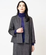 PJKCD09570 CHRISTIAN AUJARD Lサイズ(クリスチャン・オジャール Lサイズ) 【大きいサイズ/セットアップ対応】ラメジャージー羽織り ブラック