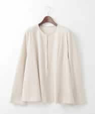 PJKCD09570 CHRISTIAN AUJARD Lサイズ(クリスチャン・オジャール Lサイズ) 【大きいサイズ/セットアップ対応】ラメジャージー羽織り アイボリー